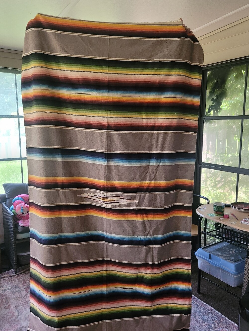 Vintage Mexican Serape Blanket 5X7FT
